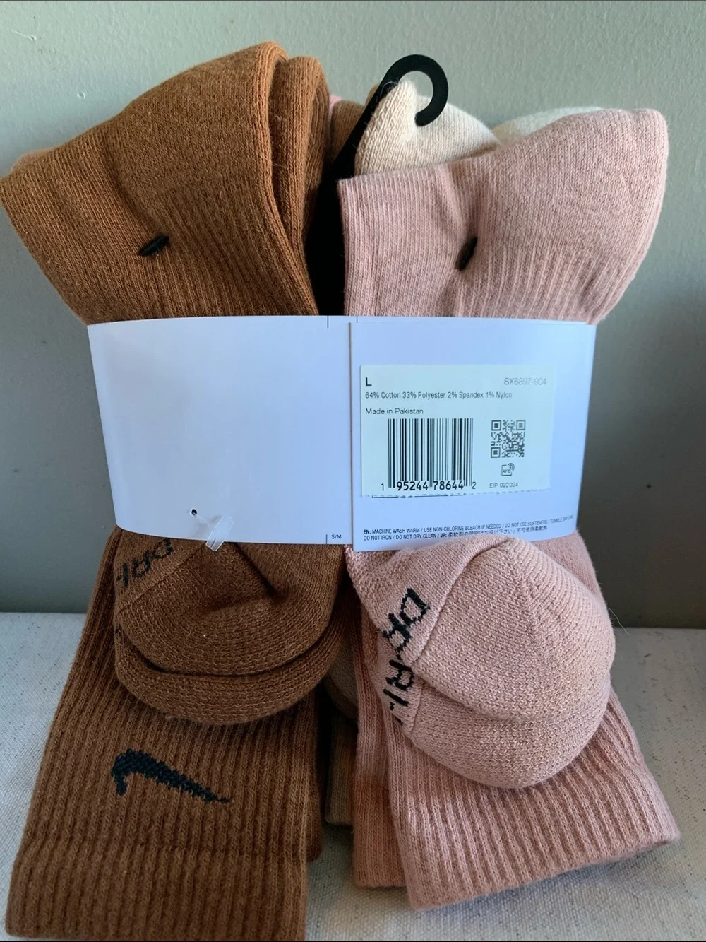 Nike Everyday Plus Crew Socks - Cream & Dusty Rose (6 Pack)